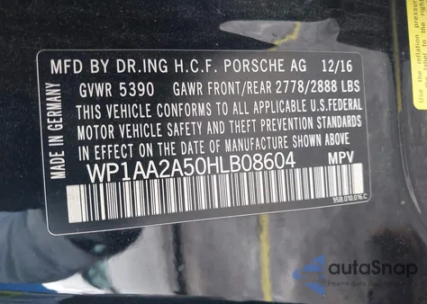 2017 Porsche Macan from USA, damaged, VIN WP1AA2A50HLB08604